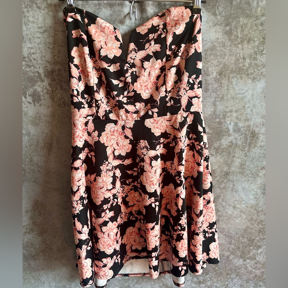 Strapless Floral Dress